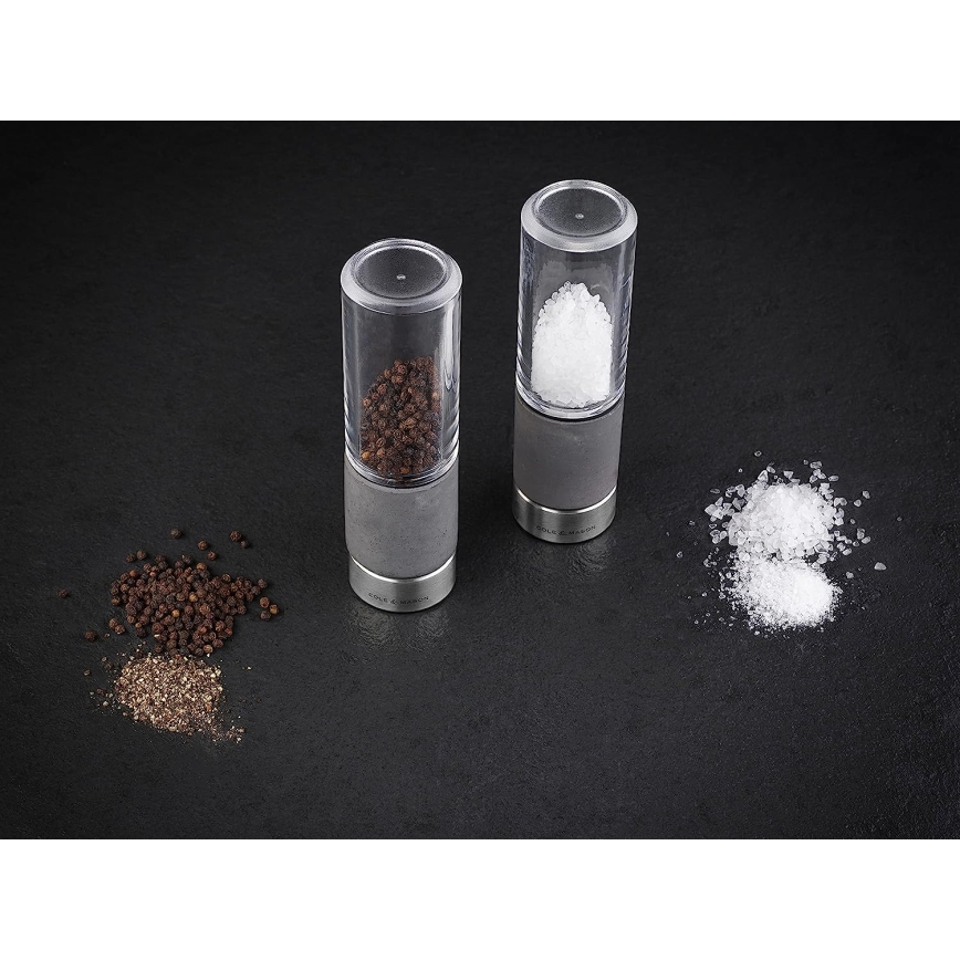 Cole&Mason - Set med saltkvarn och pepparkvarn REGENT CONCRETE 2 delar betong 18 cm