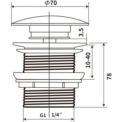 COMAD CLICK-CLACK T201M-B2-3 - CLICK-CLACK bottenventil för handfat Ø 7 cm matt svart