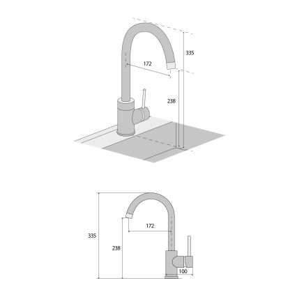 Concept BDG3334BC - Köksblandare 33,5 cm granit/svart