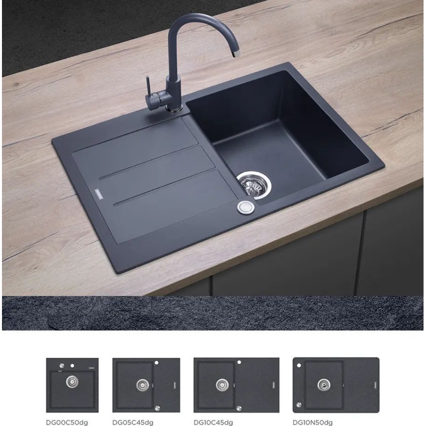 Concept BDG3334DG - Diskbänksblandare 33,5 cm granit/mörkgrå