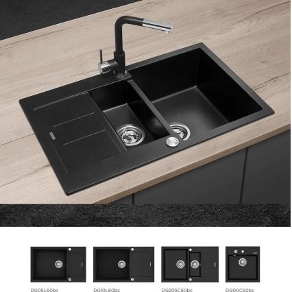 Concept BDG4527BC - Köksblandare med utdragbar handdusch 26,9 cm granit/svart