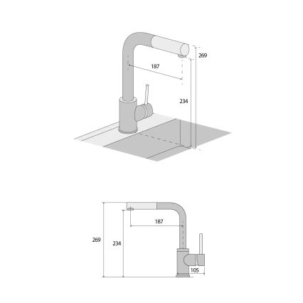 Concept BDG4527BC - Köksblandare med utdragbar handdusch 26,9 cm granit/svart