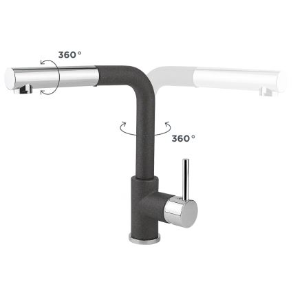 Concept BDG4527DG - Köksblandare med utdragbar handdusch 26,9 cm granit/mörkgrå