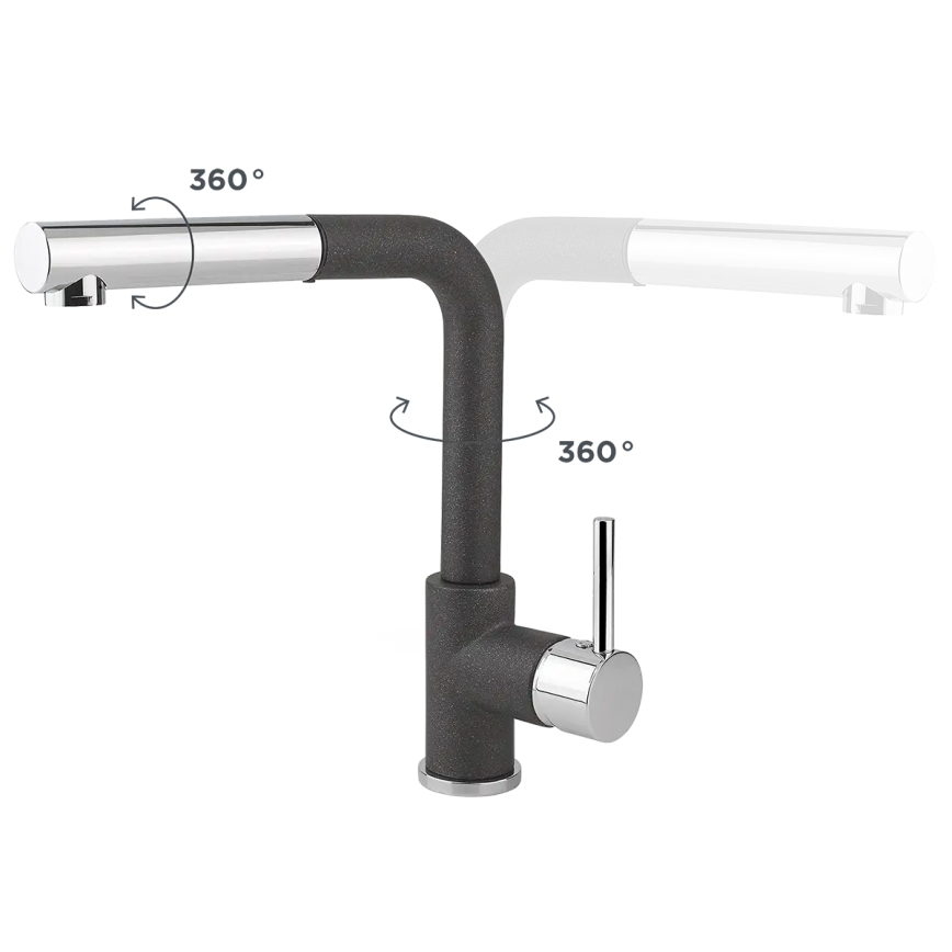 Concept BDG4527DG - Köksblandare med utdragbar handdusch 26,9 cm granit/mörkgrå