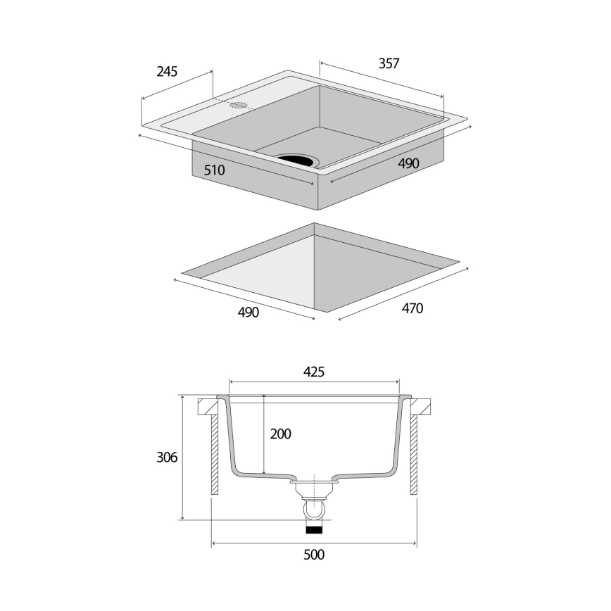 Concept DG00C50BC - Diskho CUBIS 49x51 cm granit/svart