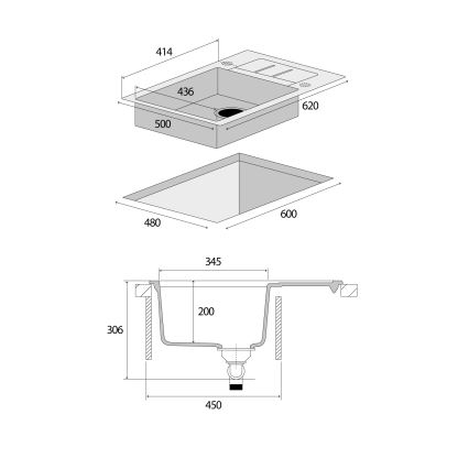 Concept DG05C45DG - Diskho CUBIS 50x62 cm granit/mörkgrå