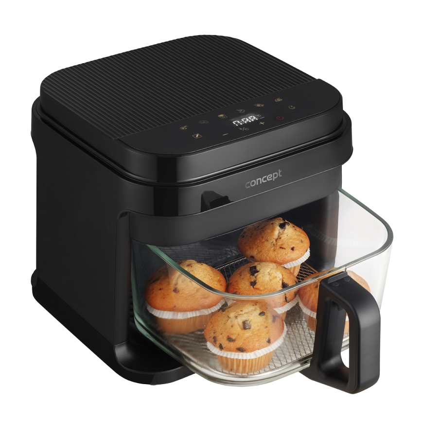 Concept FR5500 - Varmluftsfritös GLASS & FAST 5,5 l 1200W/230V svart
