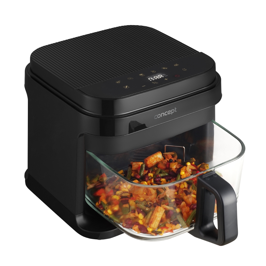 Concept FR5500 - Varmluftsfritös GLASS & FAST 5,5 l 1200W/230V svart