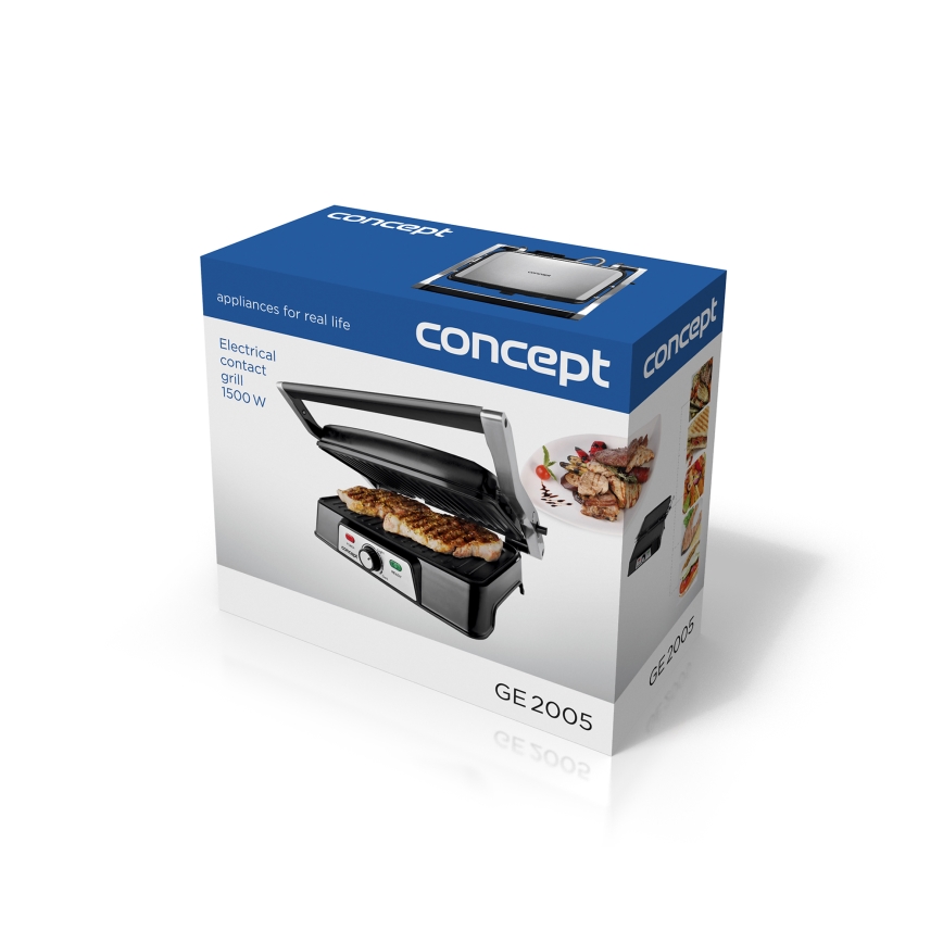 Concept ge2005 - Kontaktgrill 1500W/230V rostfri/svart