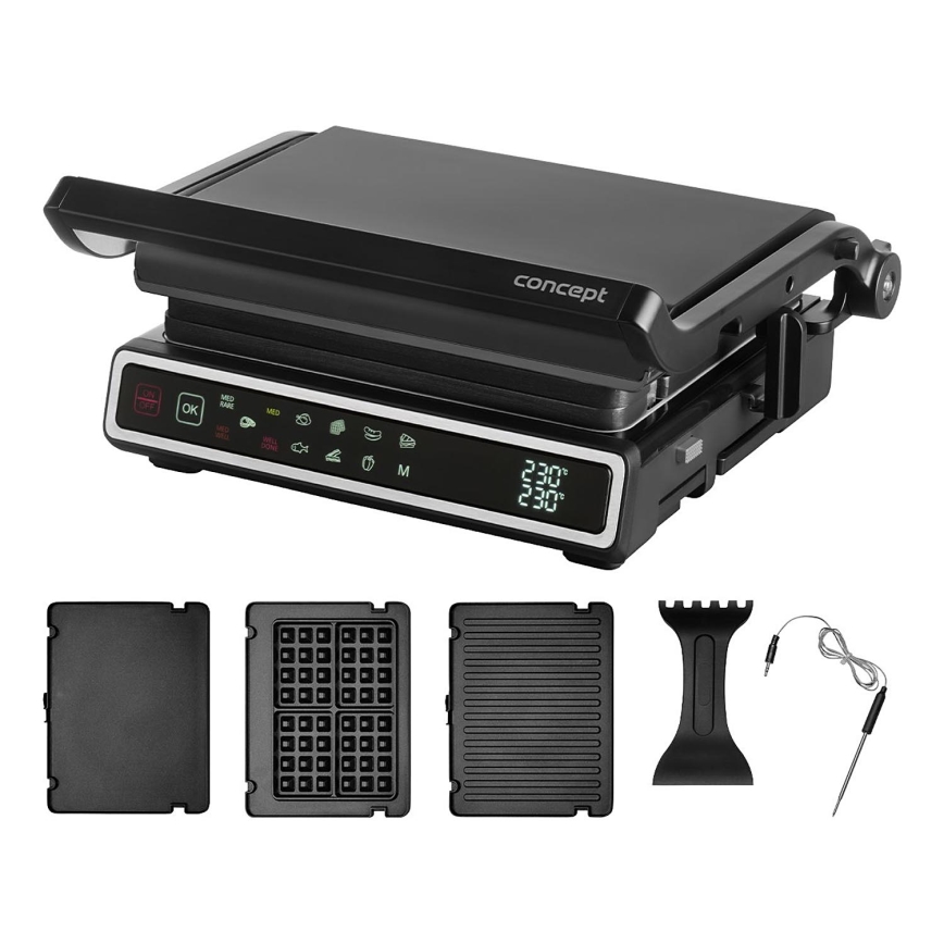 Concept ge3550 - Kontaktgrill med temperatursensor 2000W/230V svart