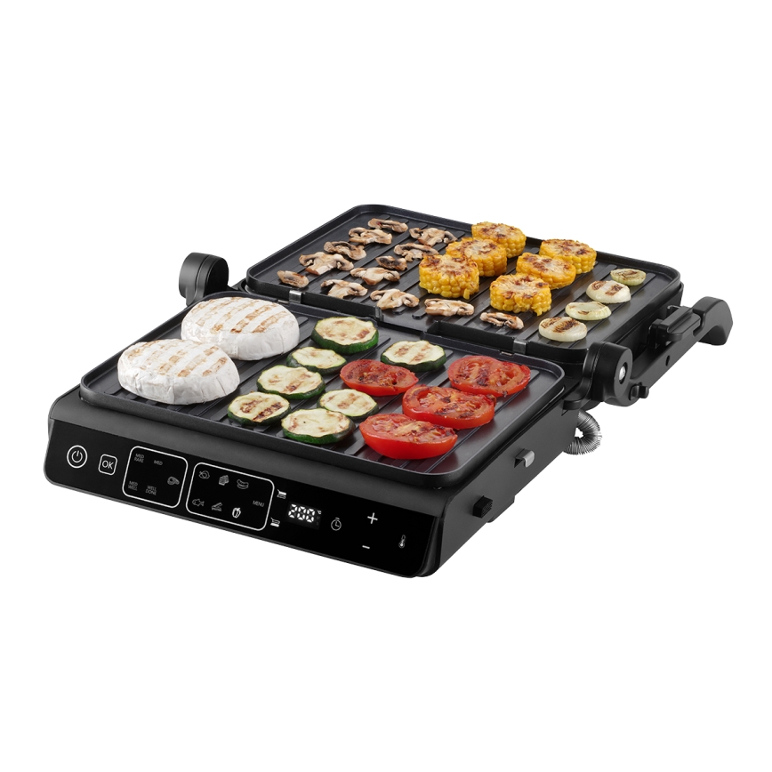 Concept ge3600 - Kontaktgrill med temperatursensor GLASS 2000W/230V svart