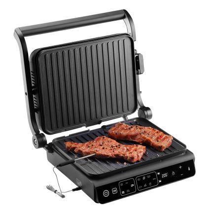 Concept ge3600 - Kontaktgrill med temperatursensor GLASS 2000W/230V svart
