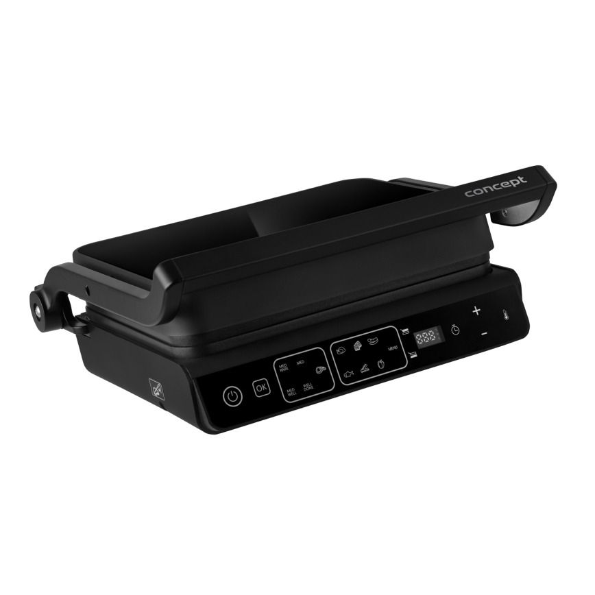 Concept ge3600 - Kontaktgrill med temperatursensor GLASS 2000W/230V svart