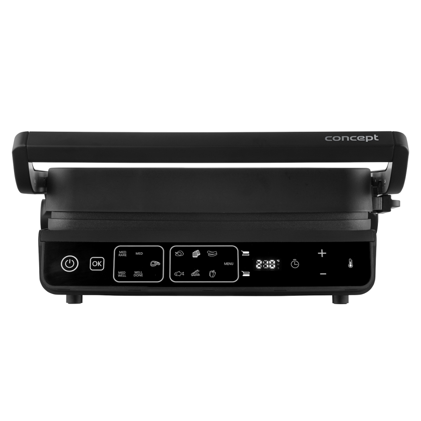 Concept ge3600 - Kontaktgrill med temperatursensor GLASS 2000W/230V svart