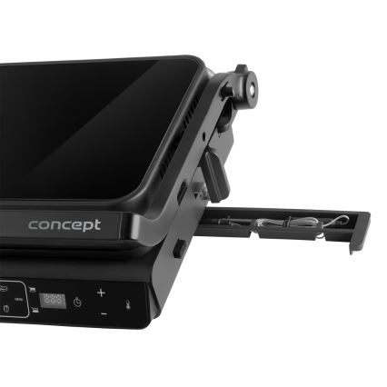 Concept ge3600 - Kontaktgrill med temperatursensor GLASS 2000W/230V svart