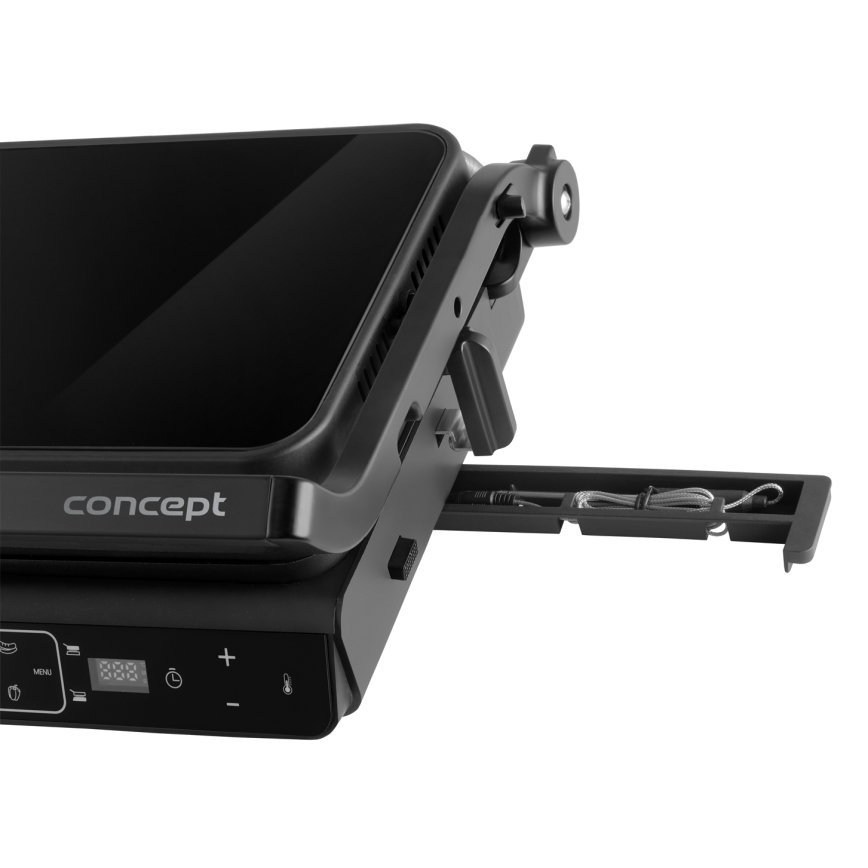 Concept ge3600 - Kontaktgrill med temperatursensor GLASS 2000W/230V svart