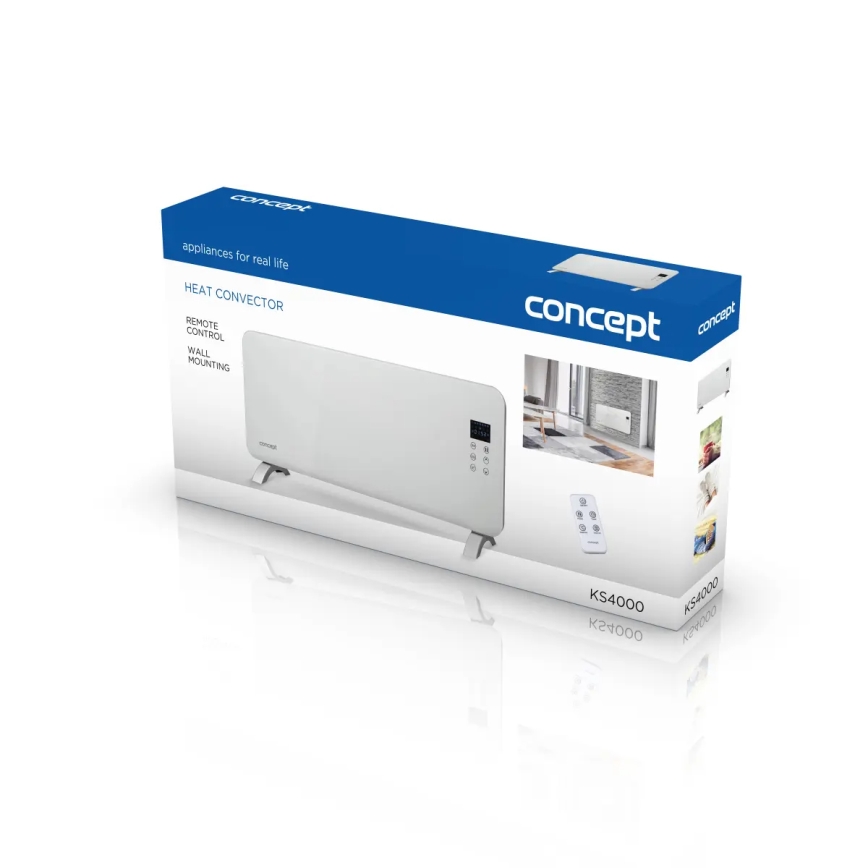 Concept KS4000 - Elektrisk direktvärmare/konvektor 1000/2000W IP24 vit + fjärrkontroll