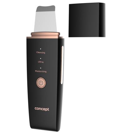 Concept PO2060 - Cosmetic ultrasonic spatula PERFECT SKIN 3,5W/5V USB 500 mAh IPX6 svart