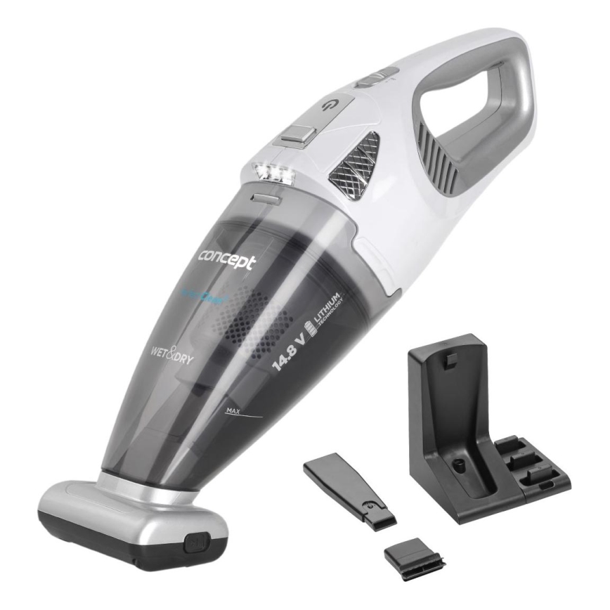 Concept VP4370 - Handhållen dammsugare WET & DRY PERFECT CLEAN 90W/14,8V 2200 mAh vit