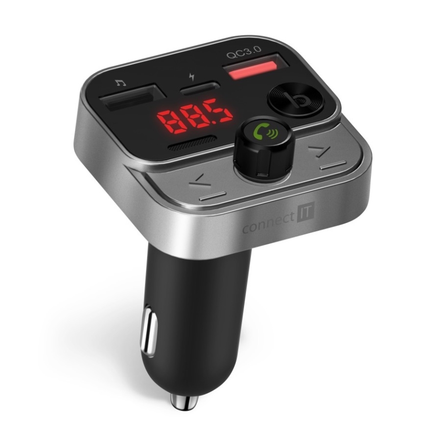 CONNECT IT CCC-8900-AN - FM-bilsändare med handsfree-funktion svart/silver