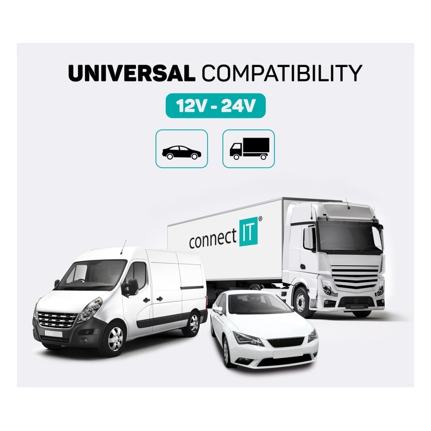 CONNECT IT CCC-9090-SL - LED RGB FM-bilsändare med handsfree-funktion svart/silver