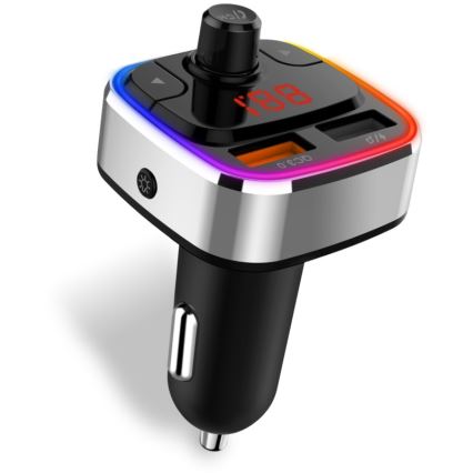 CONNECT IT CCC-9090-SL - LED RGB FM-bilsändare med handsfree-funktion svart/silver