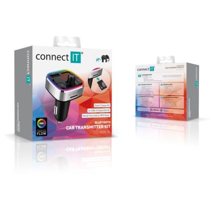 CONNECT IT CCC-9090-SL - LED RGB FM-bilsändare med handsfree-funktion svart/silver