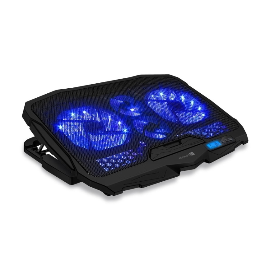 CONNECT IT CCP-2200-BK - Kylplatta för laptop 4x fläkt 2xUSB svart/blå