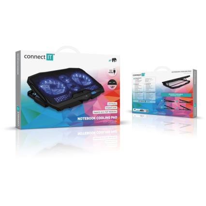 CONNECT IT CCP-2200-BK - Kylplatta för laptop 4x fläkt 2xUSB svart/blå