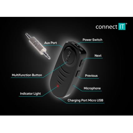 CONNECT IT CFF-4050-BK - Bluetooth audio Mottagare AUX 110 mAh