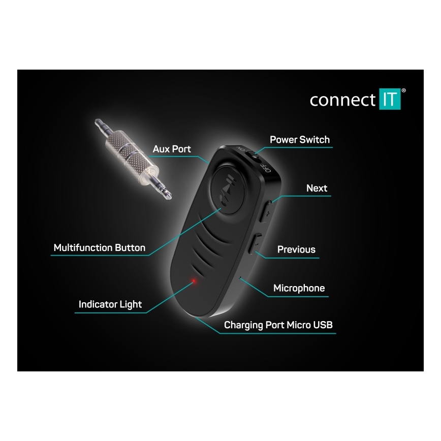 CONNECT IT CFF-4050-BK - Bluetooth audio Mottagare AUX 110 mAh