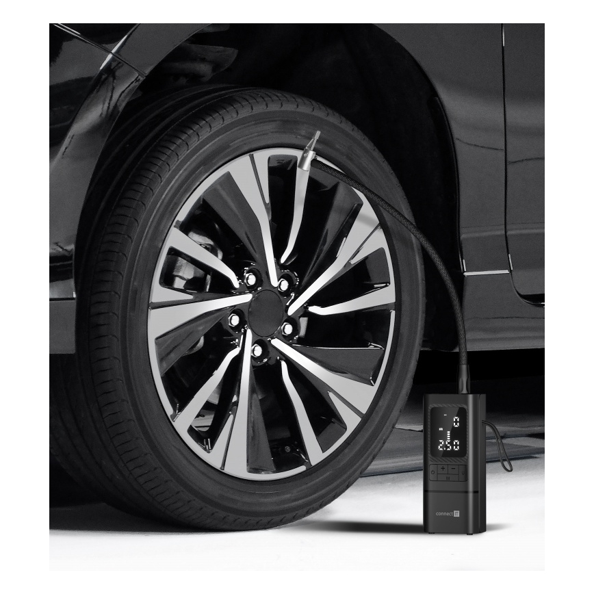CONNECT IT CFF-4500-BK - Digital bärbar fickkompressor AirFlow 80W/6000 mAh svart