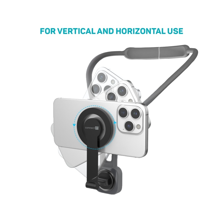 CONNECT IT CFF-6020-GY - Flexibel magnetisk halsbandshållare för MagSafe-telefoner