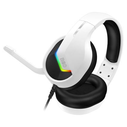 CONNECT IT CHP-3595-WH - LED RGB Gaming hörlurar med sladd Med en mikrofon vit/svart