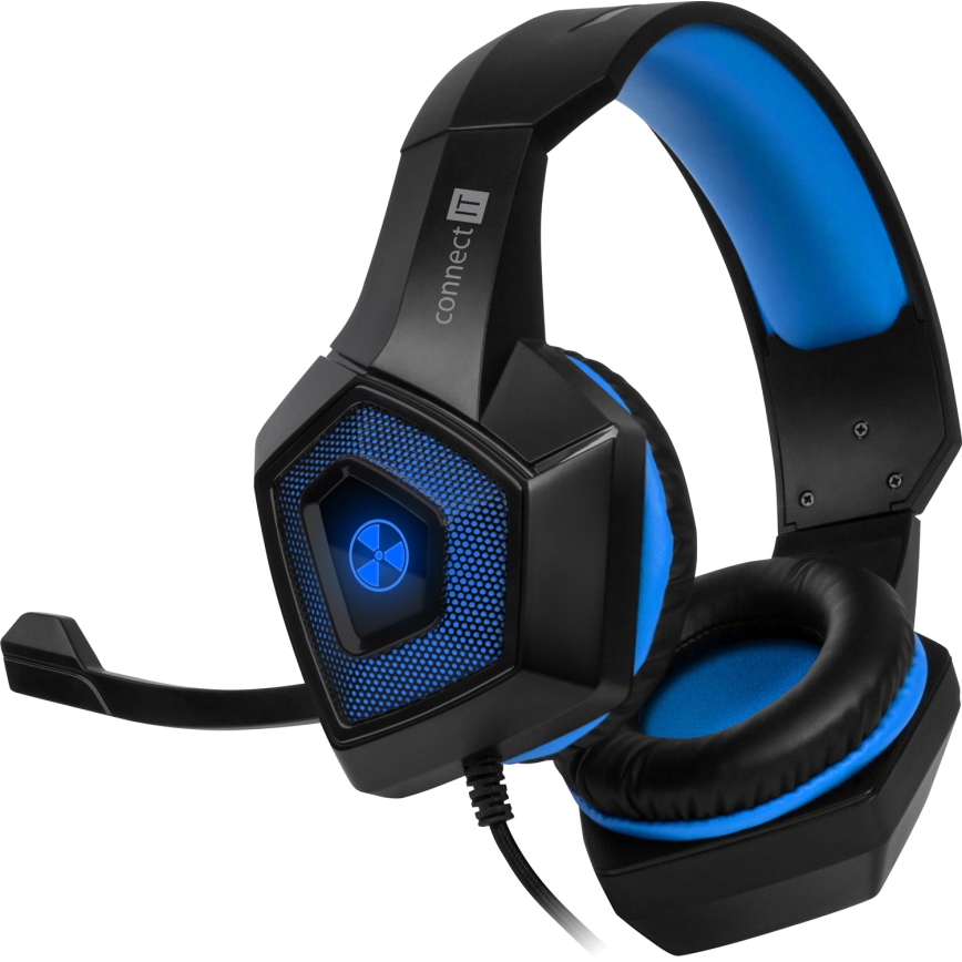 CONNECT IT CHP-5500-BL - LED Gaming hörlurar med sladd Med en mikrofon svart/blå