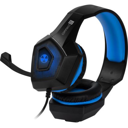 CONNECT IT CHP-5500-BL - LED Gaming hörlurar med sladd Med en mikrofon svart/blå