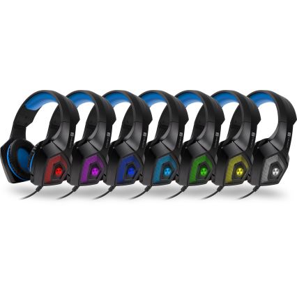 CONNECT IT CHP-5500-BL - LED Gaming hörlurar med sladd Med en mikrofon svart/blå