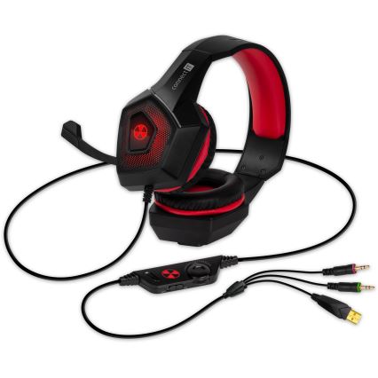 CONNECT IT CHP-5500-RD - LED Gaming hörlurar med sladd Med en mikrofon svart/röd