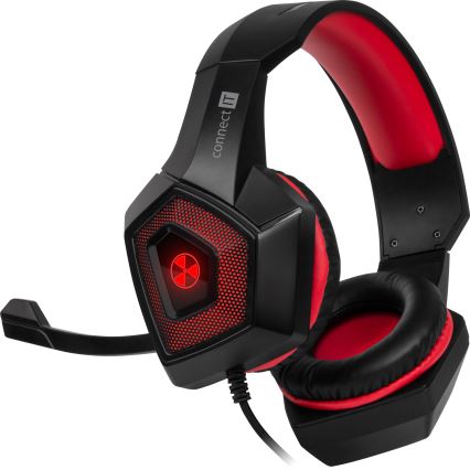 CONNECT IT CHP-5500-RD - LED Gaming hörlurar med sladd Med en mikrofon svart/röd