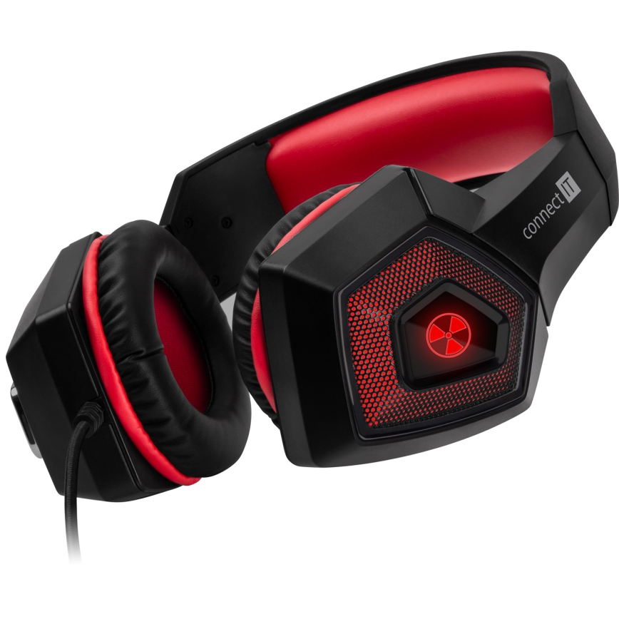 CONNECT IT CHP-5500-RD - LED Gaming hörlurar med sladd Med en mikrofon svart/röd