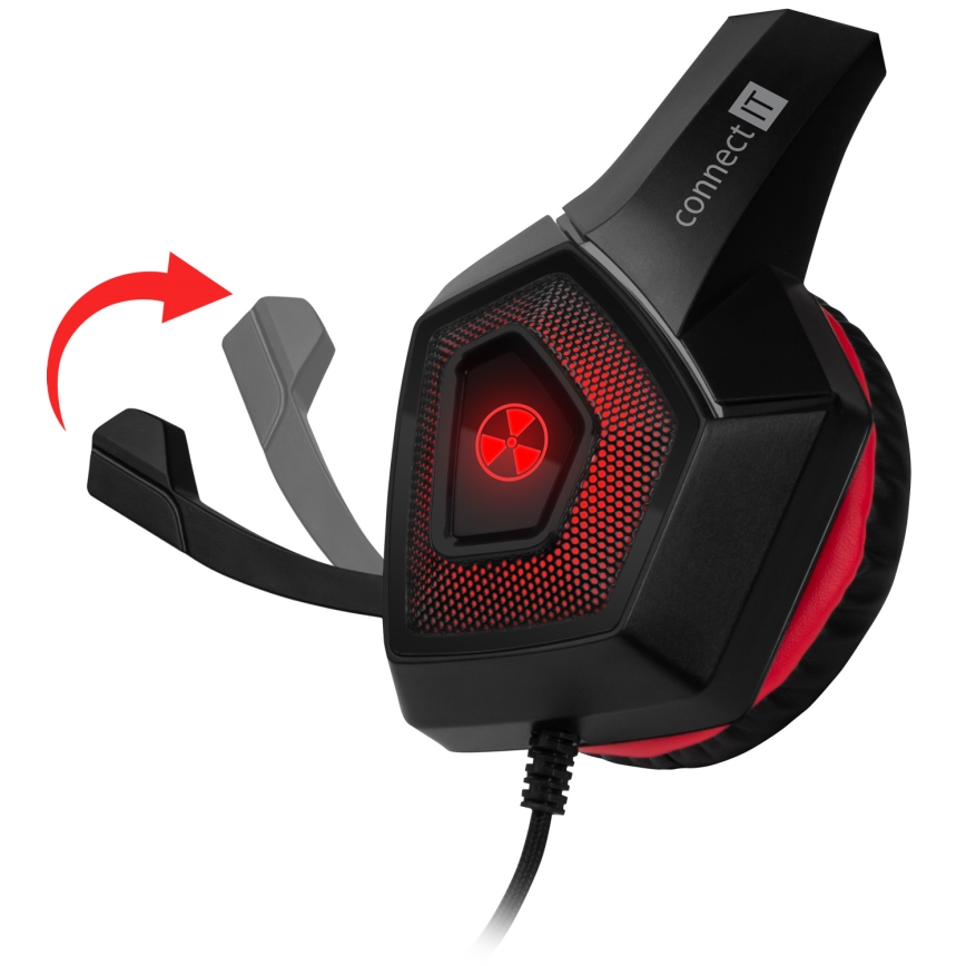 CONNECT IT CHP-5500-RD - LED Gaming hörlurar med sladd Med en mikrofon svart/röd