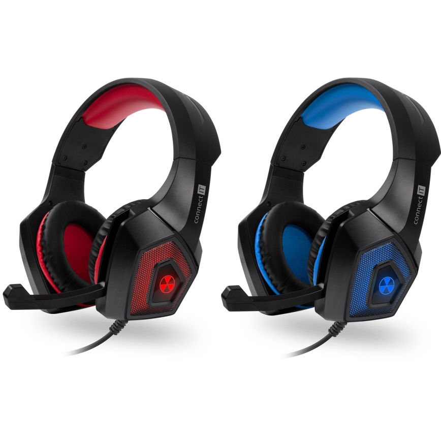 CONNECT IT CHP-5500-RD - LED Gaming hörlurar med sladd Med en mikrofon svart/röd