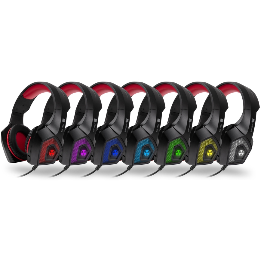 CONNECT IT CHP-5500-RD - LED Gaming hörlurar med sladd Med en mikrofon svart/röd
