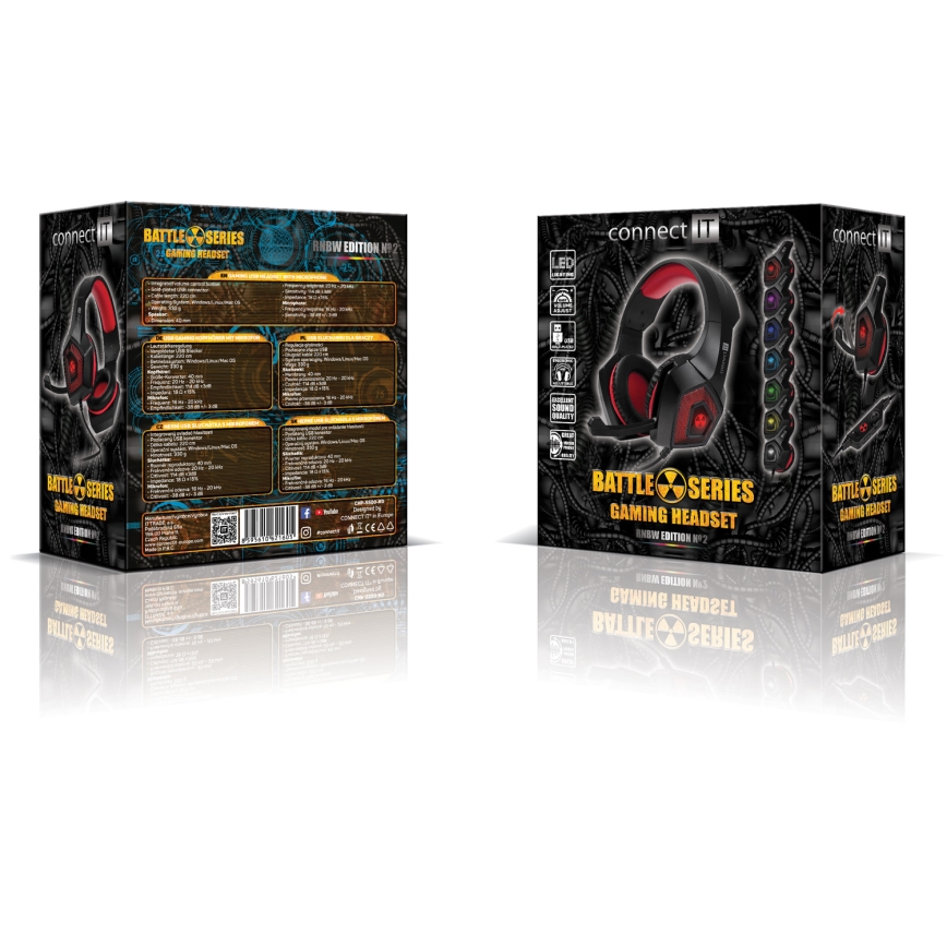CONNECT IT CHP-5500-RD - LED Gaming hörlurar med sladd Med en mikrofon svart/röd