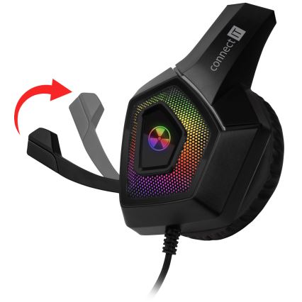 CONNECT IT CHP-5600-BK - LED RGB Gaming hörlurar med sladd Med en mikrofon svart