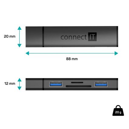 CONNECT IT CHU-4060-AN - USB-A hub med minneskortläsare 04.01.2001
