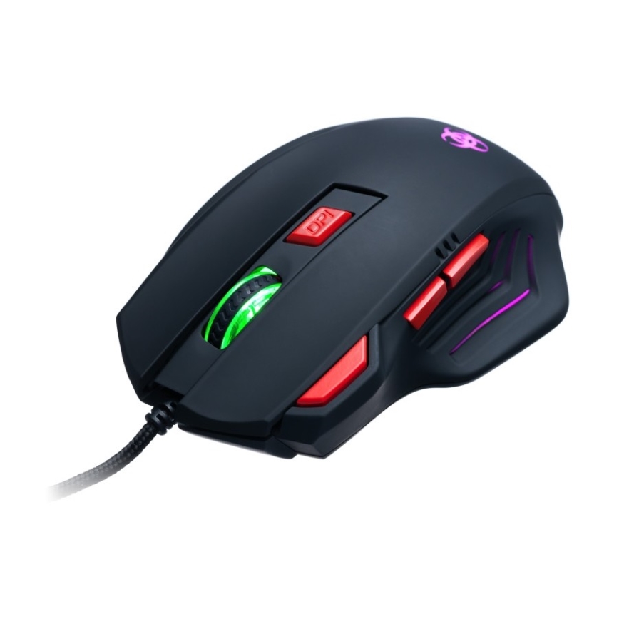 CONNECT IT CI-191 - LED gaming mus med sladd 800/1600/2400/3200 DPI svart