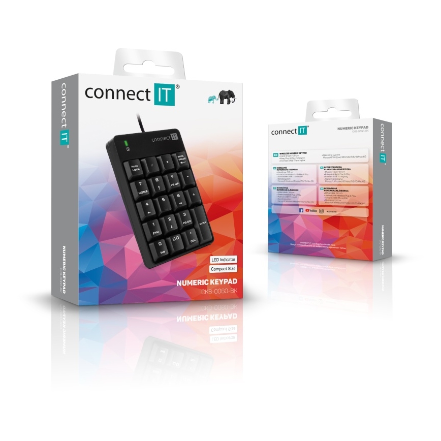 CONNECT IT CKB-0060-BK - Nummer tangentbord med sladd svart