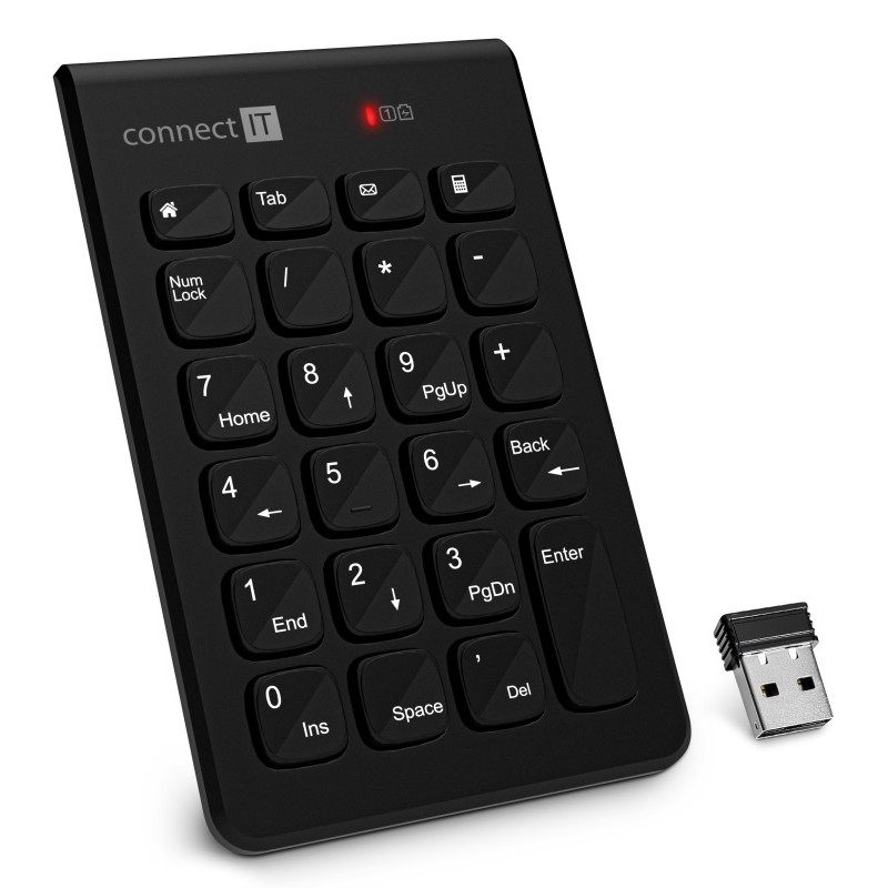 CONNECT IT CKB-0062-BK - Trådlös nummertangentbord 1xAAA svart