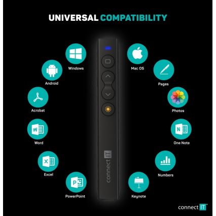 CONNECT IT CLP-2050-BK - Trådlös presentatör med laserpekare 1xAAA